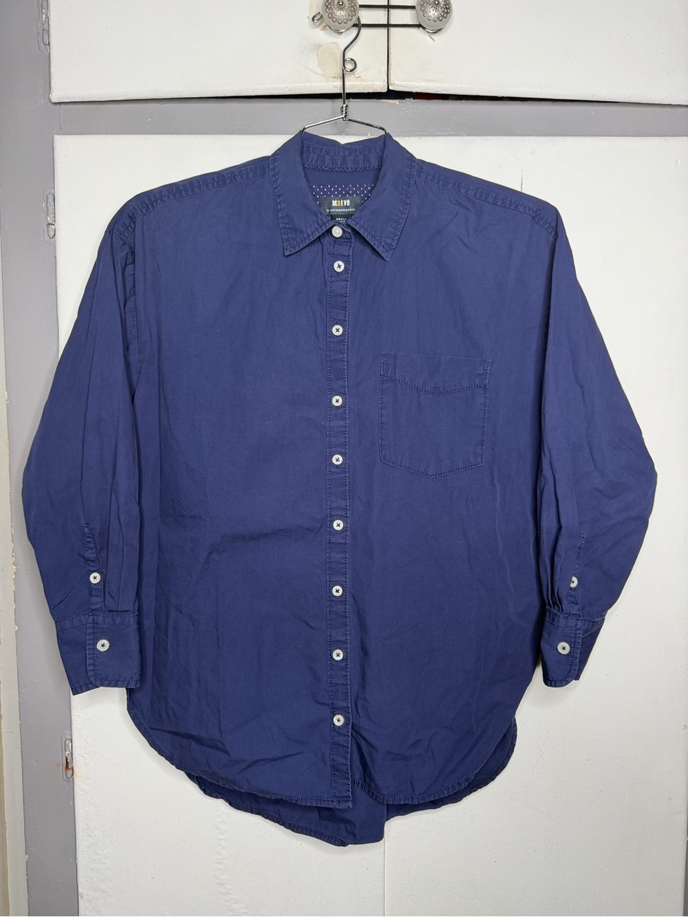 Maeve by Anthropologie The Bennett Button Down Oversized Navy Blue Small
